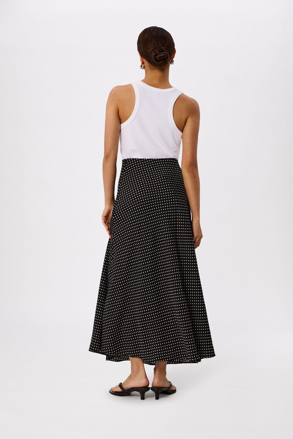 Black Petite Mini Spot Fit and Flare Skirt