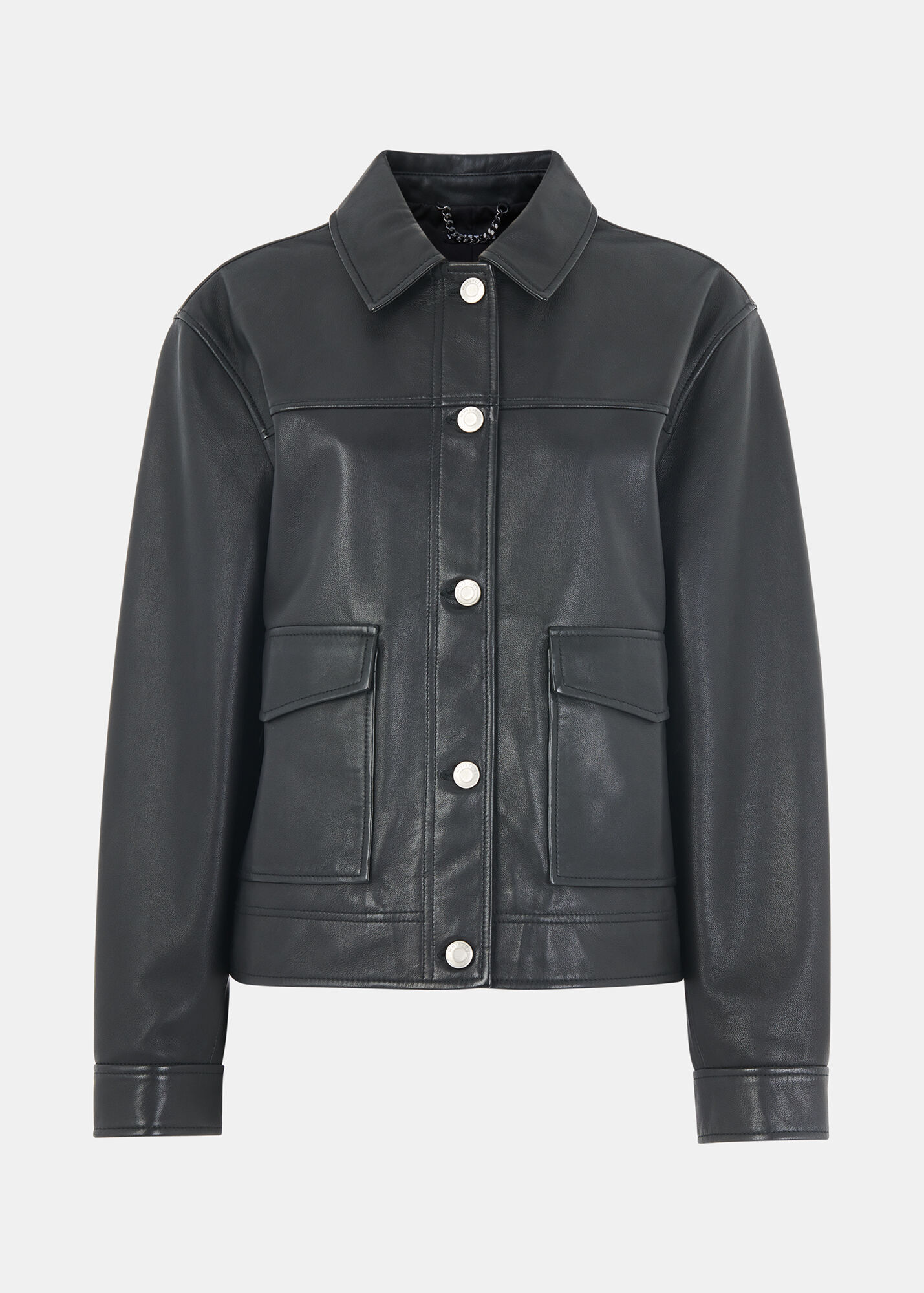 Black Natia Leather Overshirt | WHISTLES