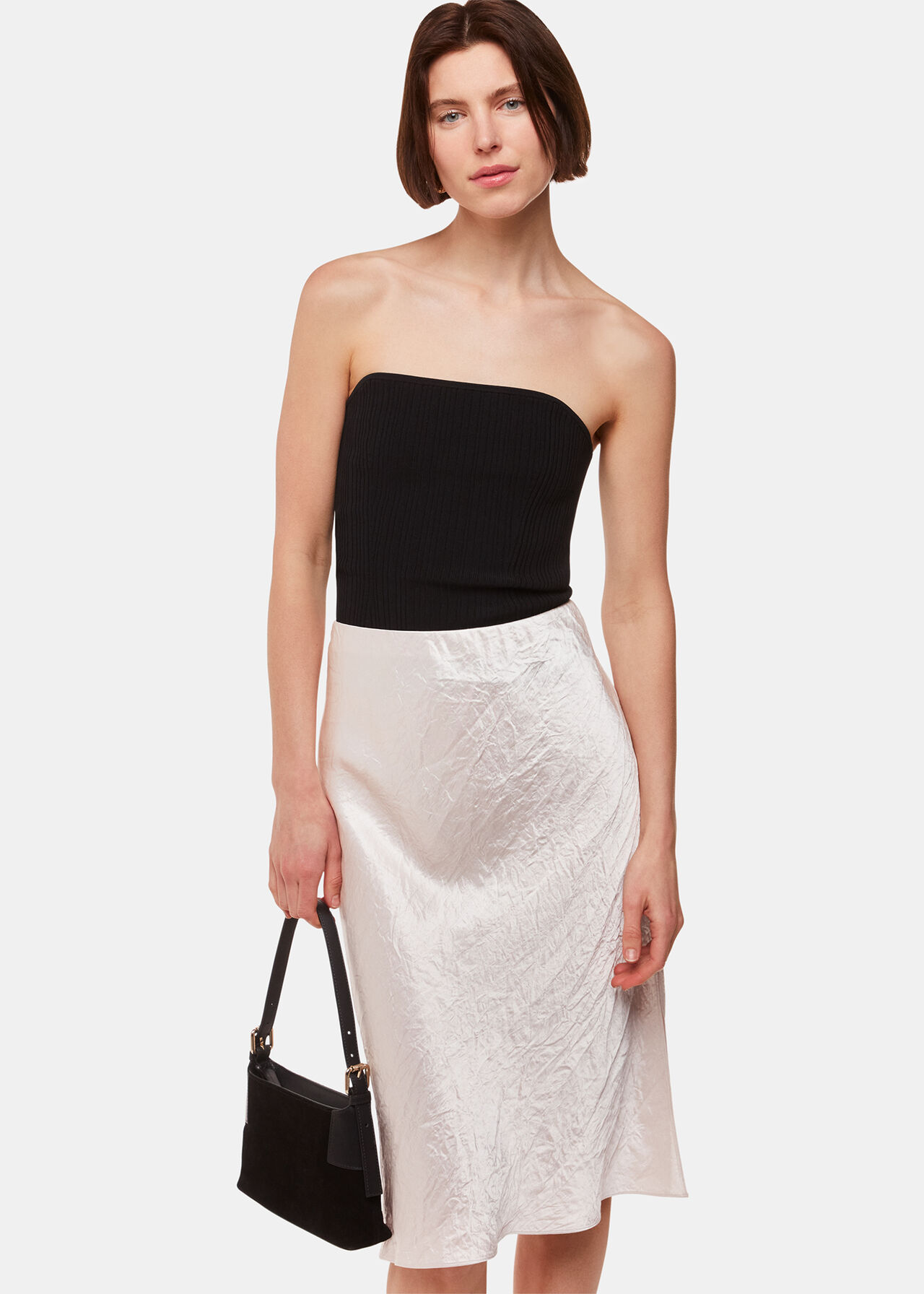 Satin Knee Length Skirt