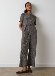 Petite Check Short Sleeve Jumpsuit