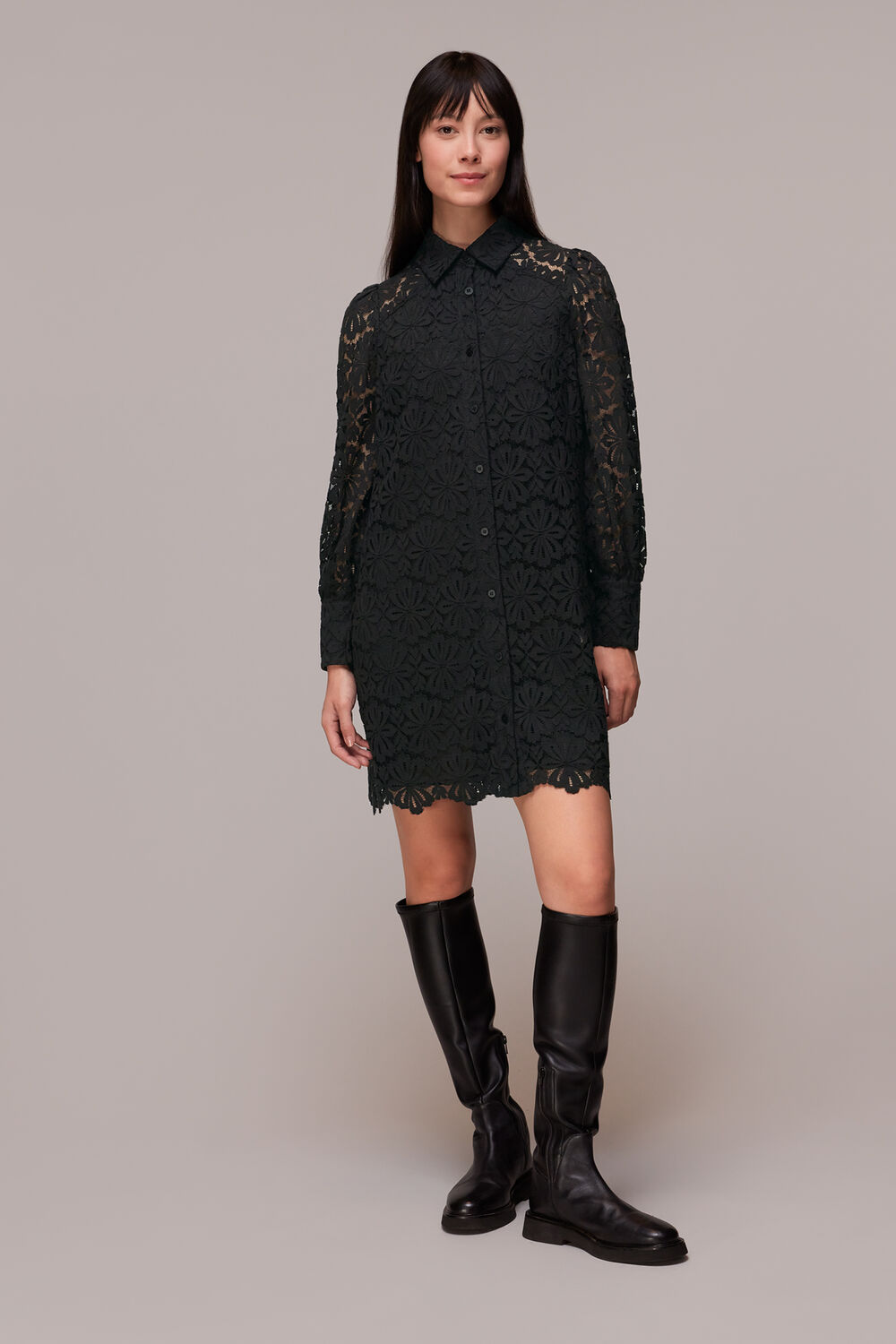 Black Lace Shirt Dress