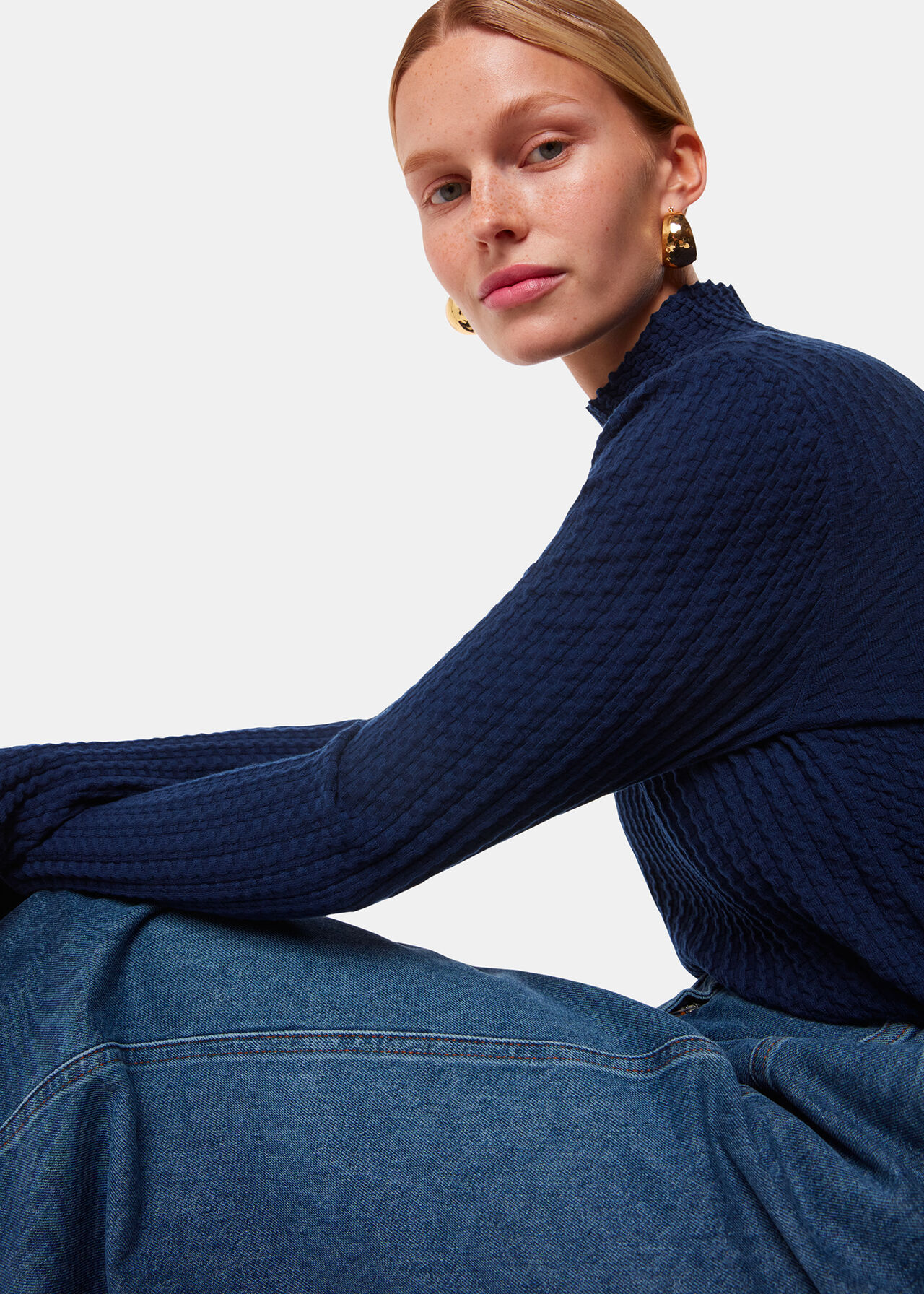 Textured Detail High Neck Knit