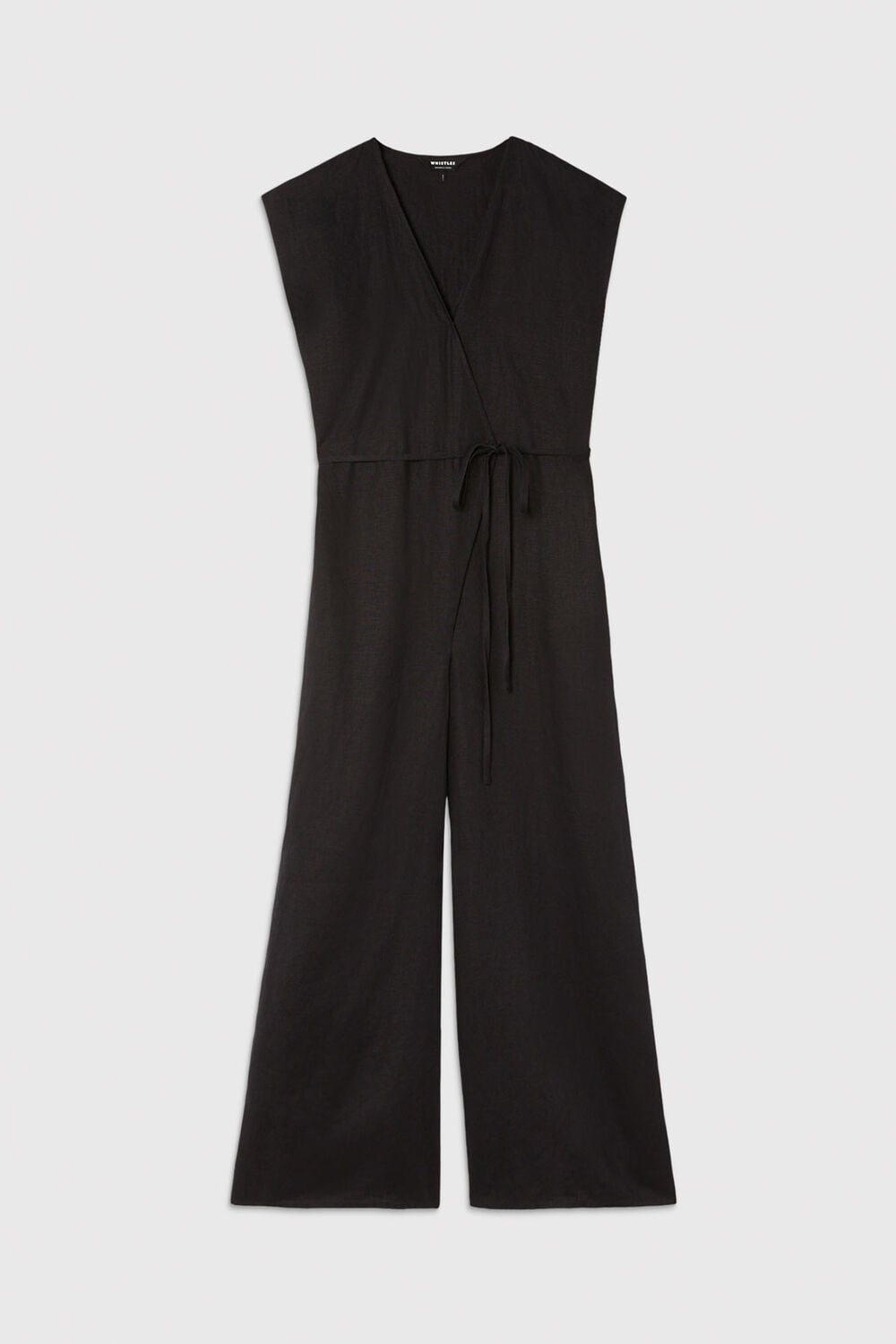 Black Linen Wrap Jumpsuit