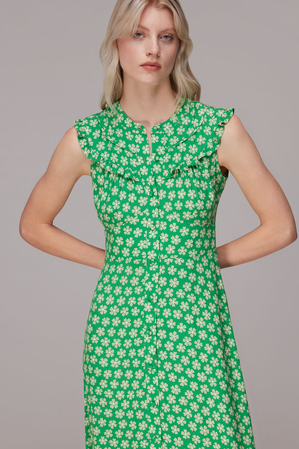 Daisy Check Frill Midi Dress