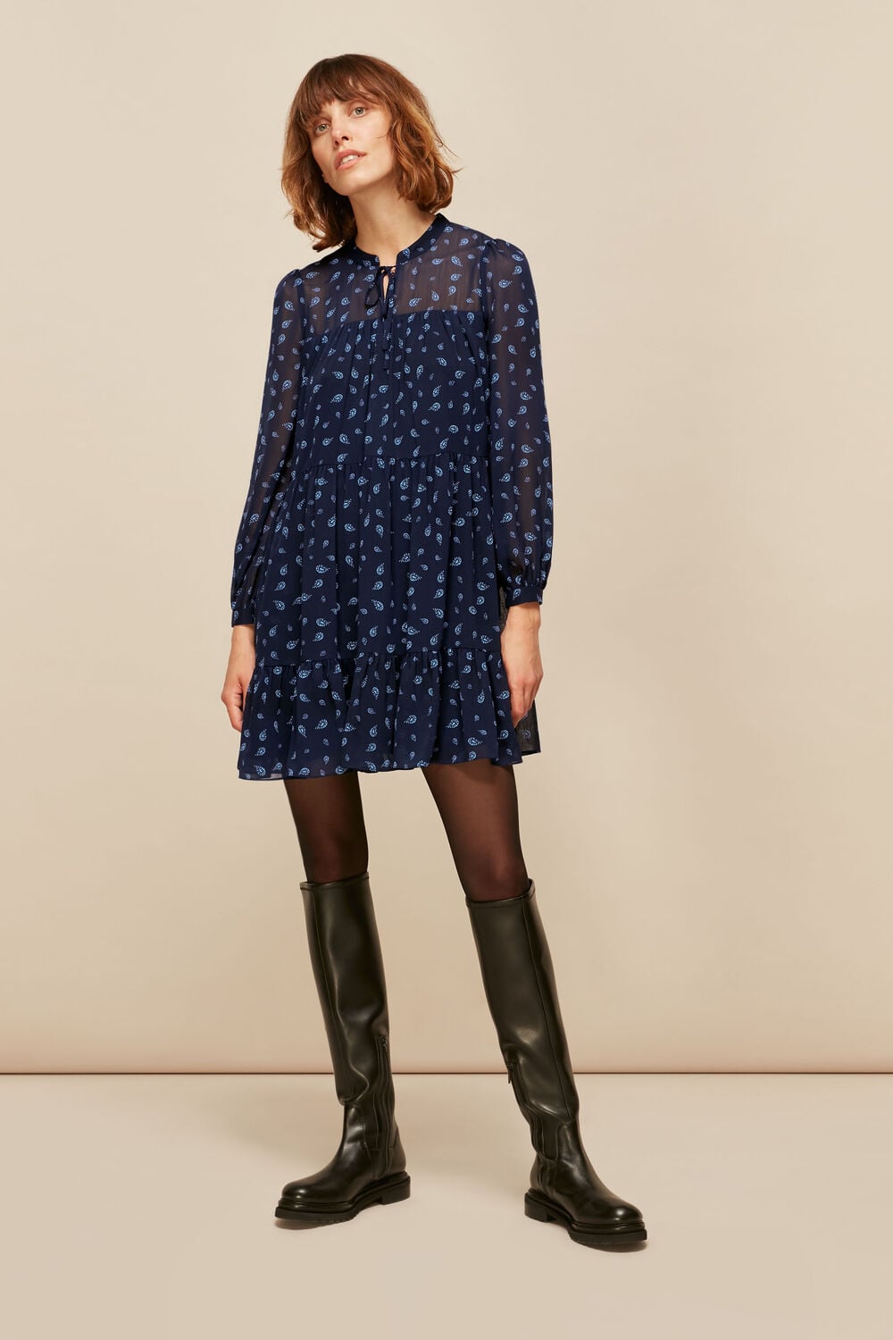 Blue Paisley Printed Dress
