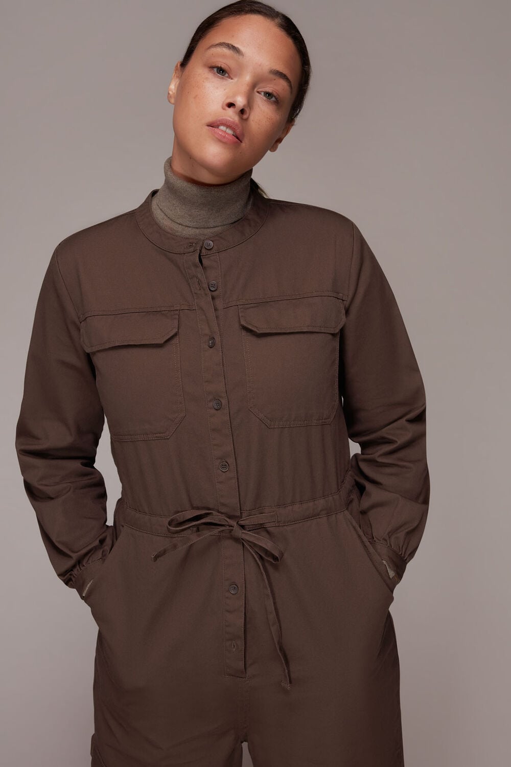 Brown Sadie Utility Tie Jumpsuit