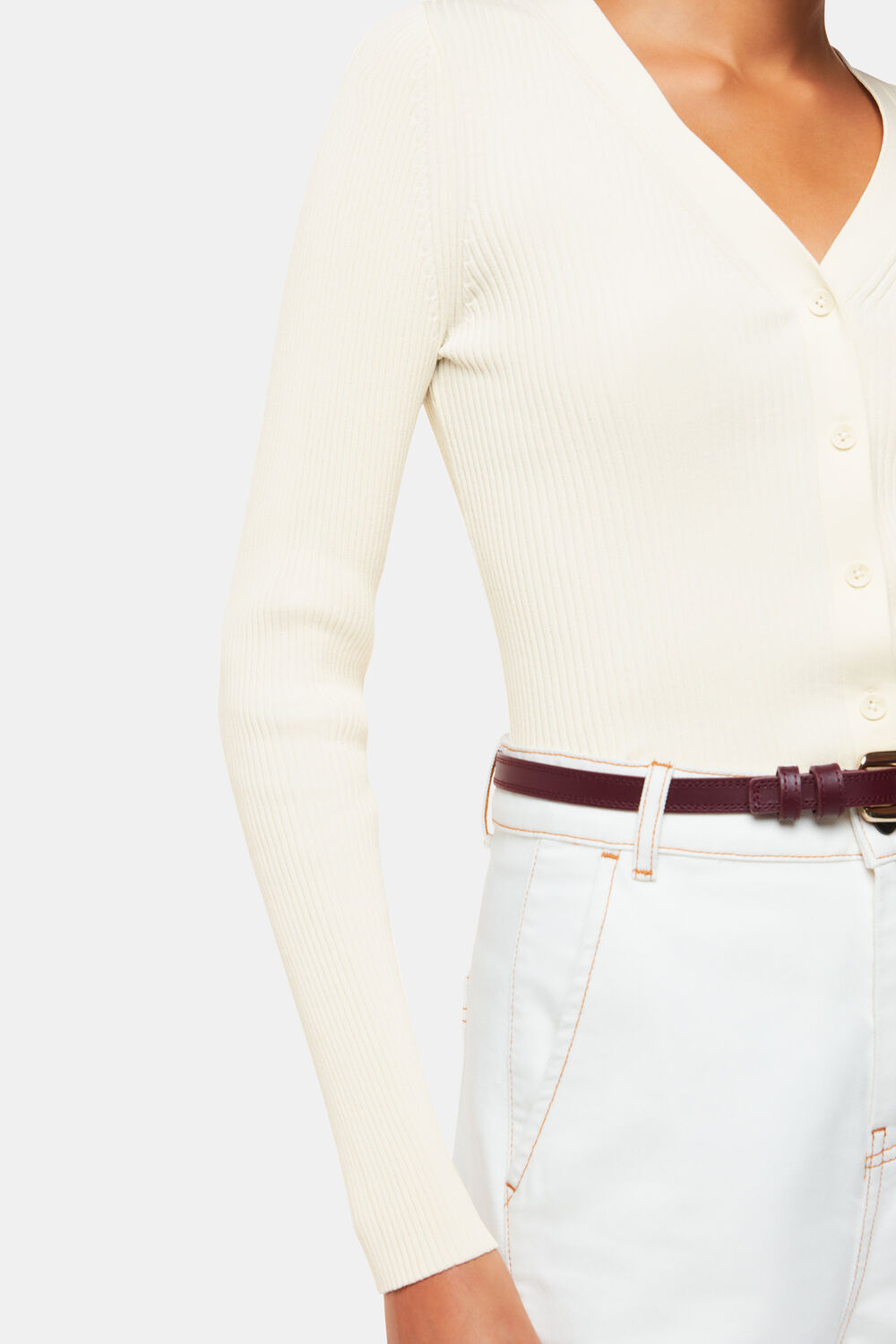 Ribbed V neck Cardigan