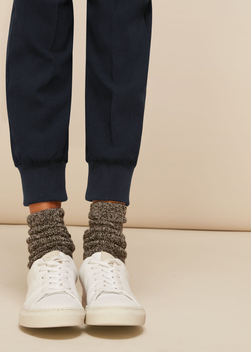 Rib Cuffed Crepe Jogger