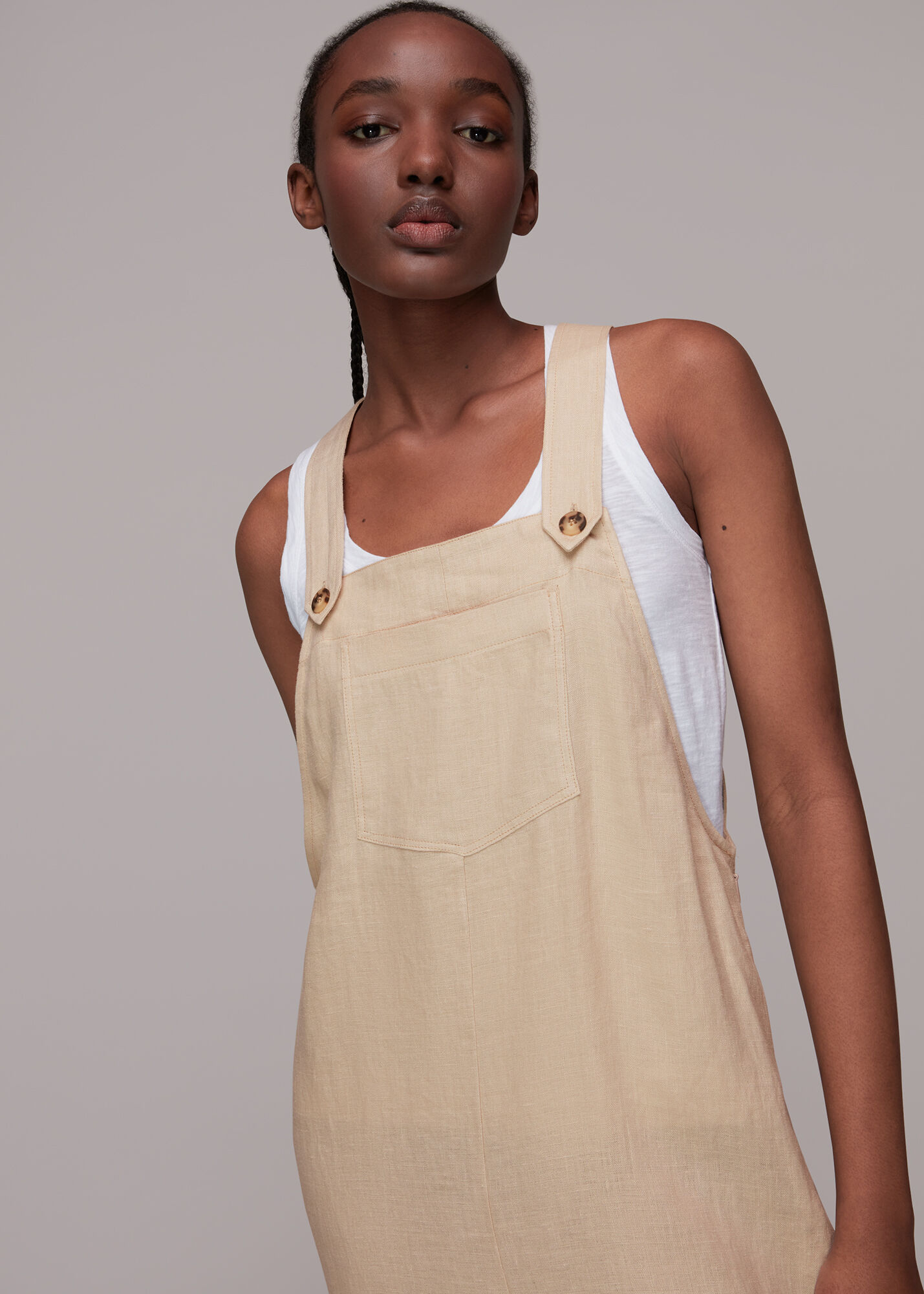 Stone Linen Rita Dungarees WHISTLES Whistles US