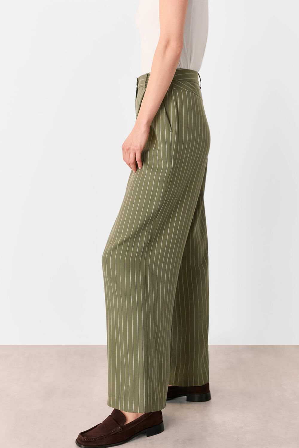 Khaki Lottie Pinstripe Trouser