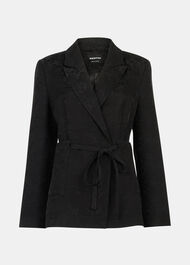 Jacquard Tie Waist Blazer