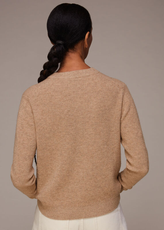 Oatmeal Twist Front Wool Cashmere Knit