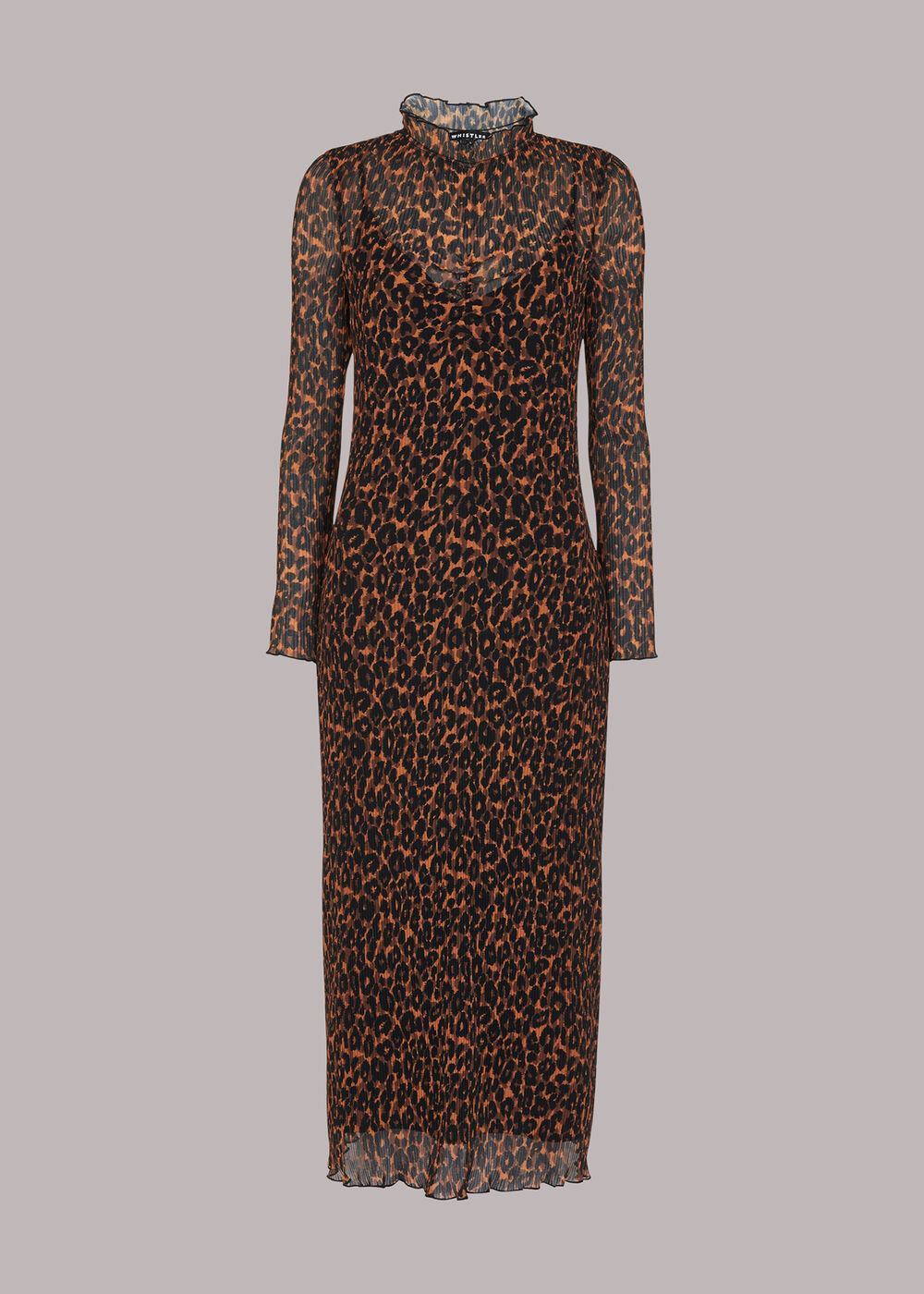 Leopard Plisse Midi Dress