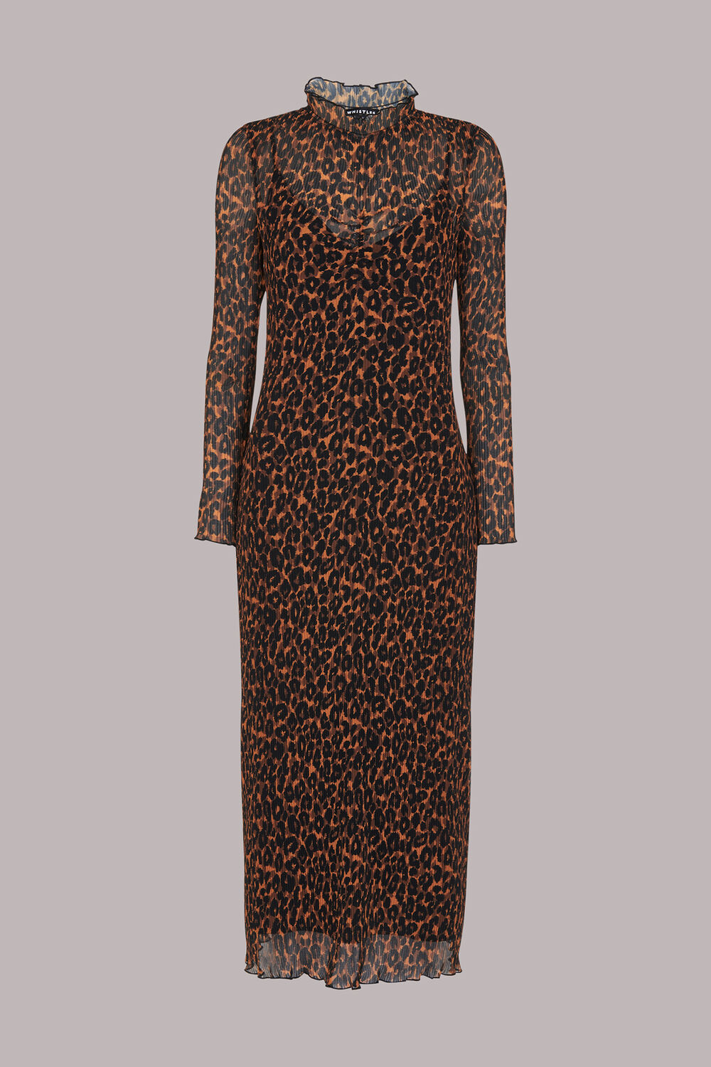 Leopard Plisse Midi Dress