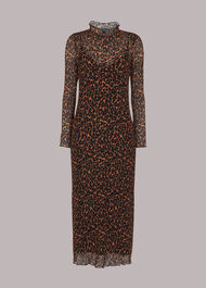 Leopard Plisse Midi Dress