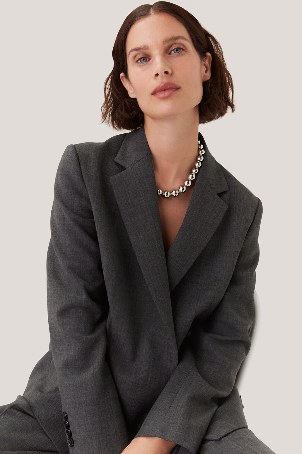Grey Marl Natalie Wool Blend Blazer