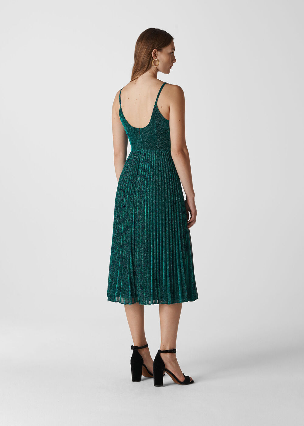 Regina Sparkle Pleated Dress Green