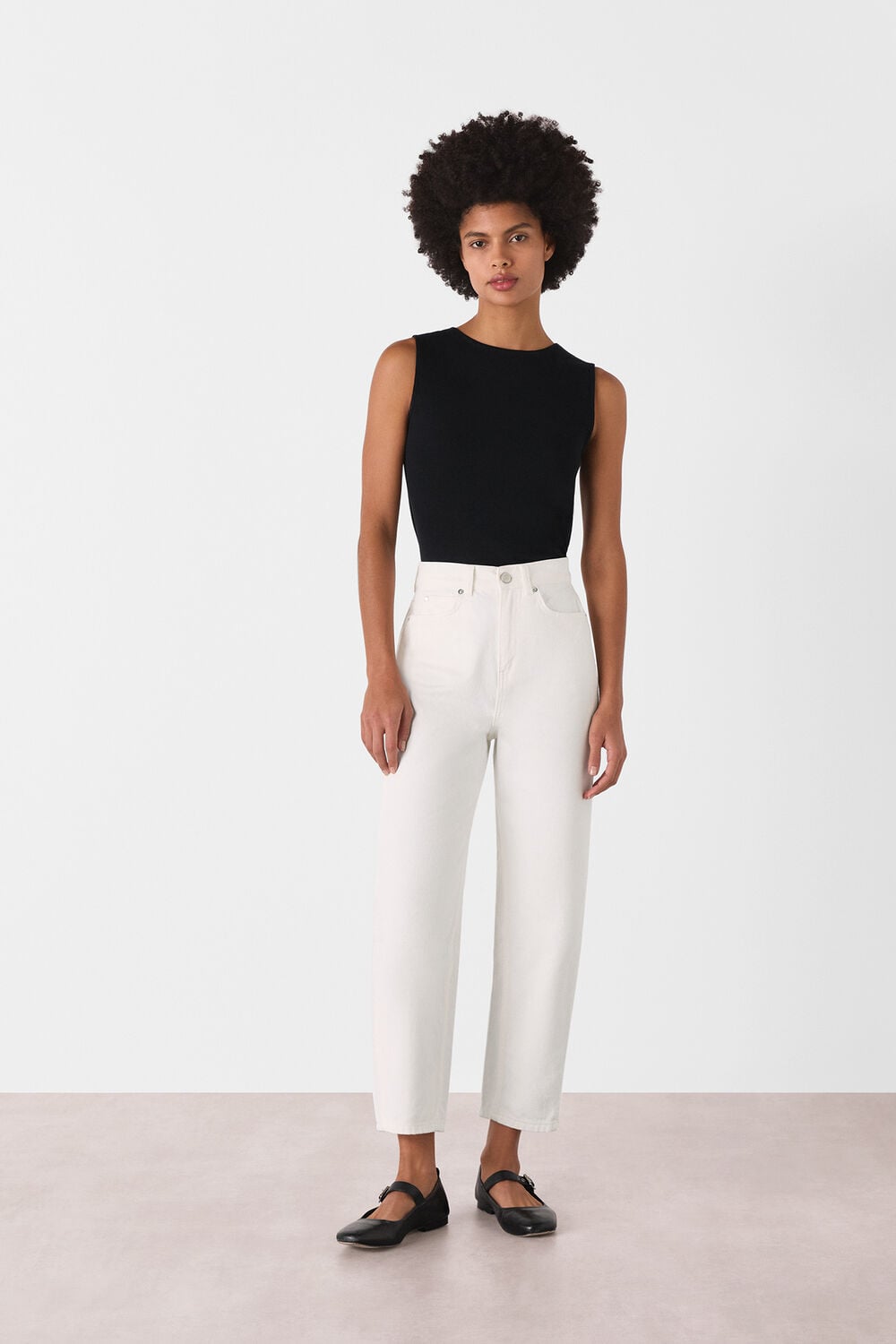 White Authentic Barrel Leg Jean