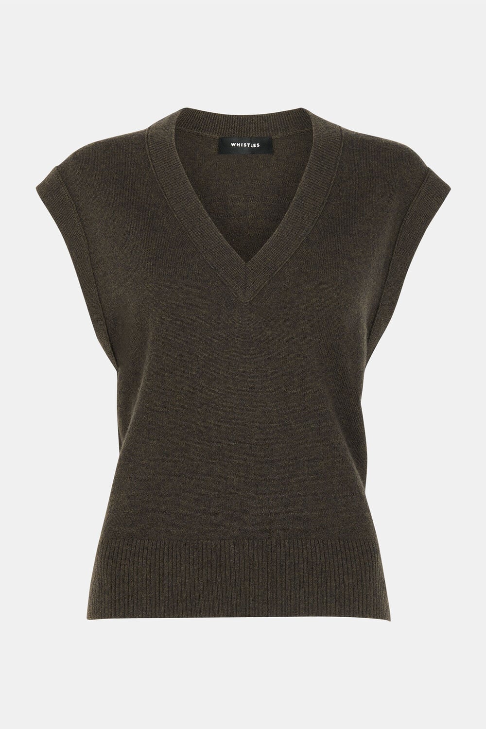 Khaki Wool V Neck Tank