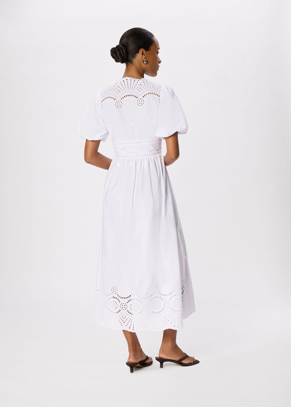 Cotton Broderie V Neck Dress