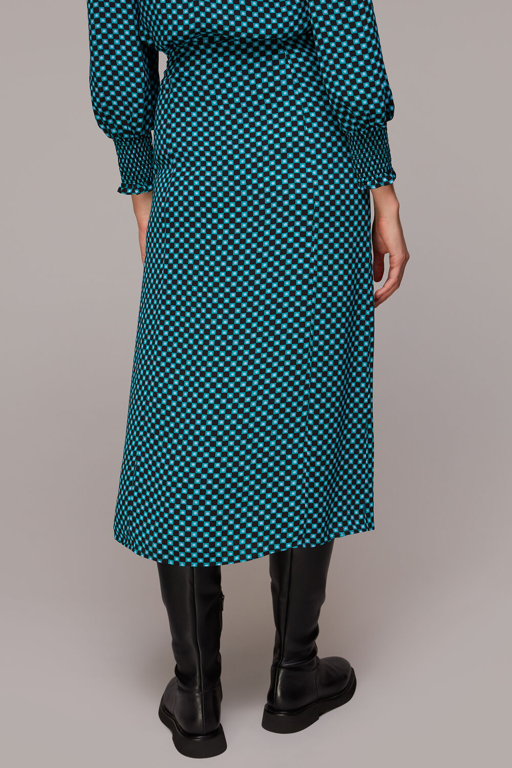 Multicolour Star Check Button Front Skirt