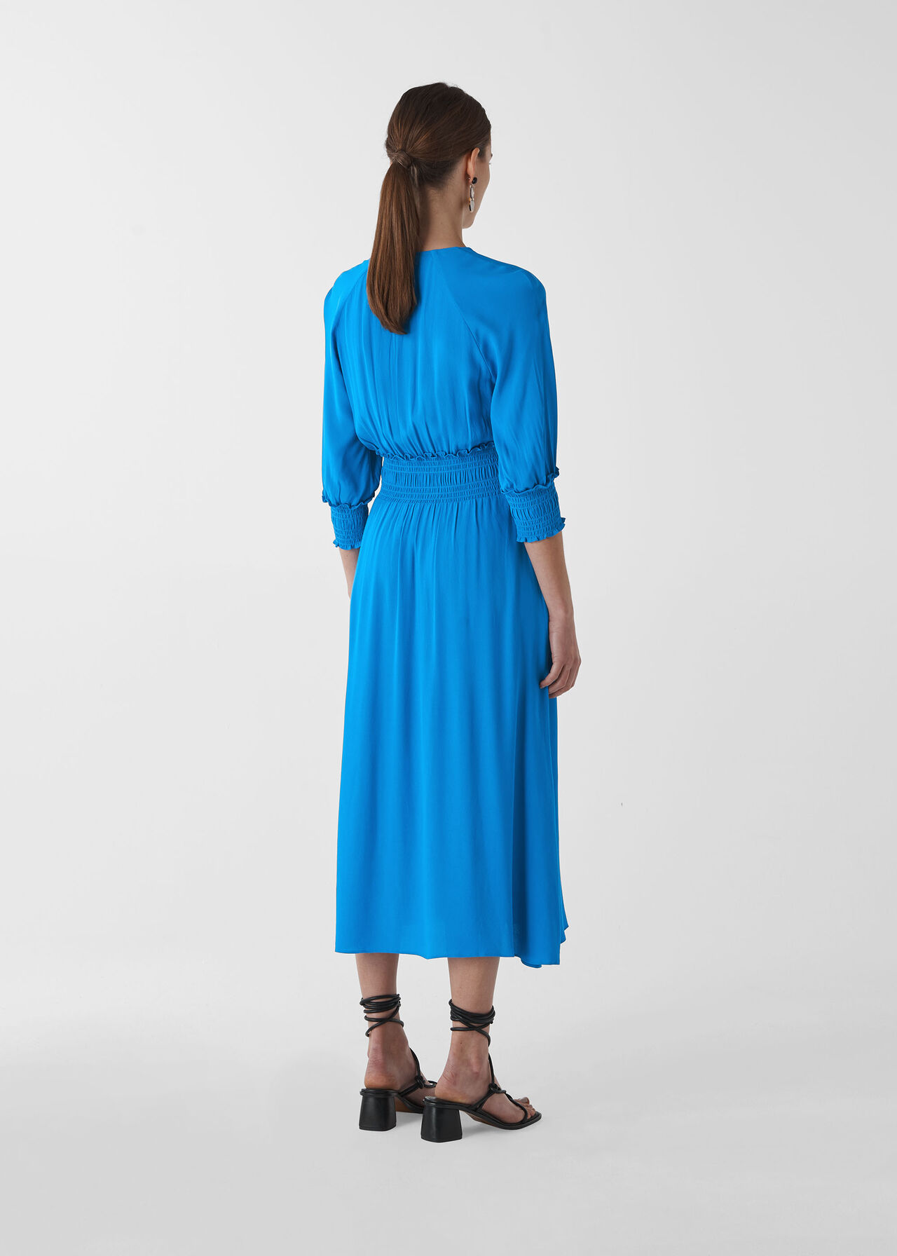 Blue Daryl Smocked Waist Dress | WHISTLES