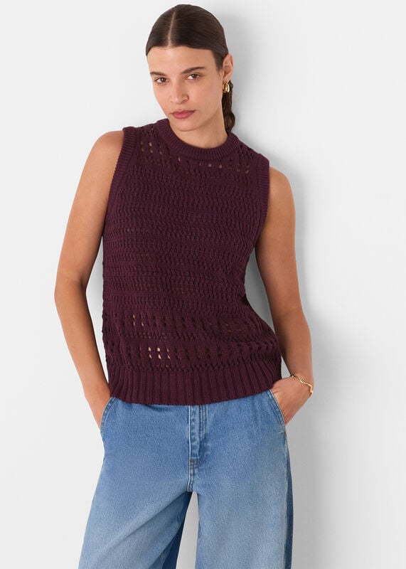 Plum Chunky Cotton Pointelle Tank