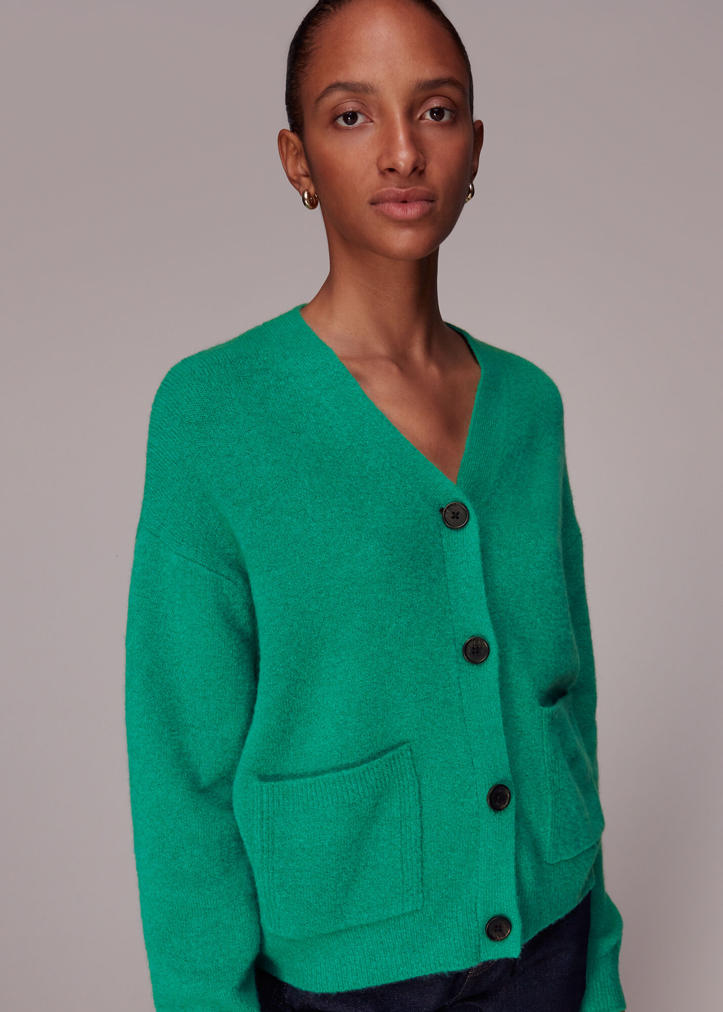 Green discount button cardigan