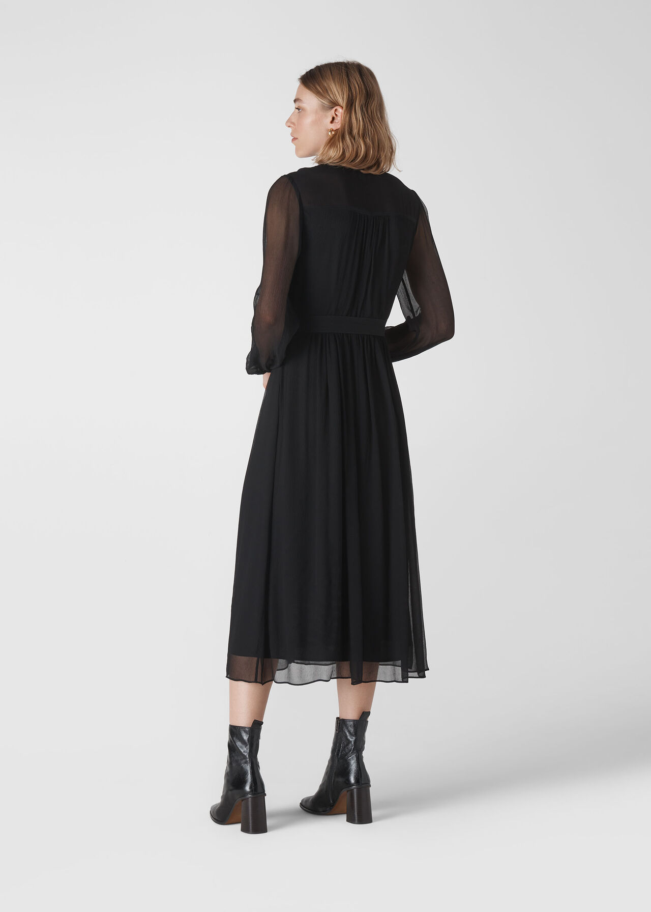 Bethany Belted Midi Dress Black
