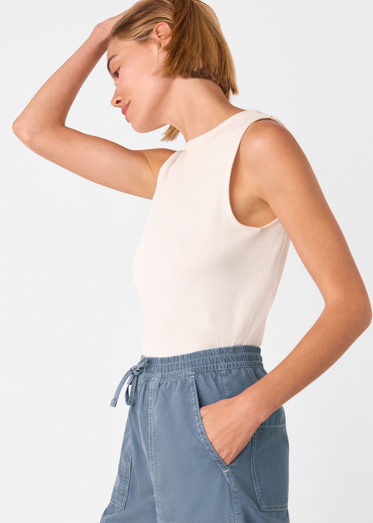 Contrast Stitch Cotton Trouser