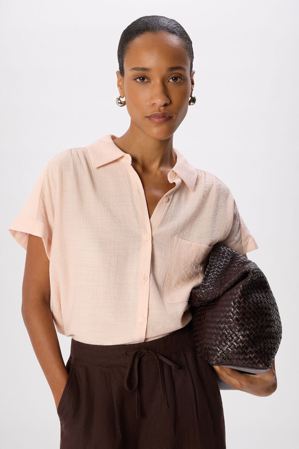 Pale Pink Nicola Textured Shirt