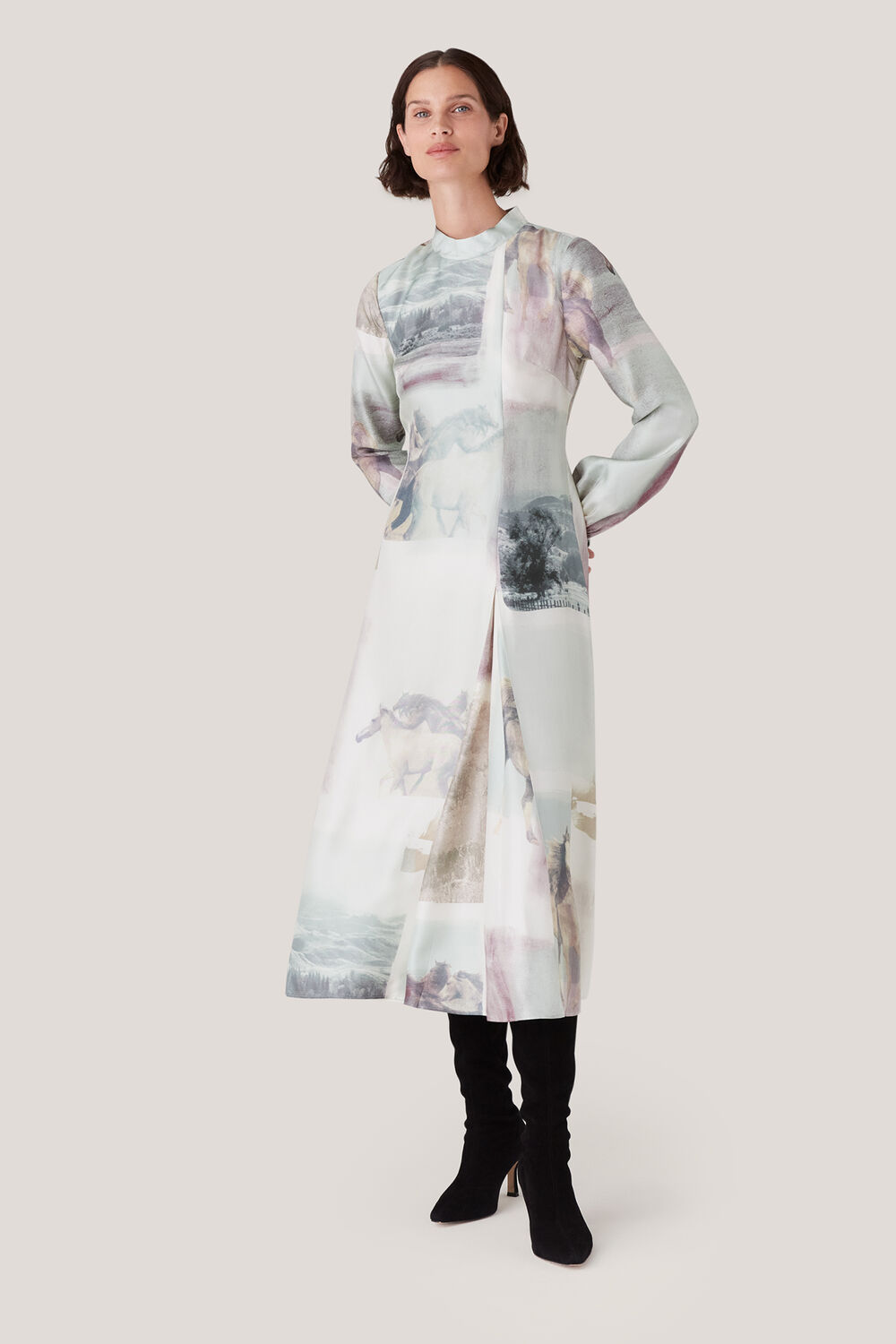 Wild Horse Print Silk Dress