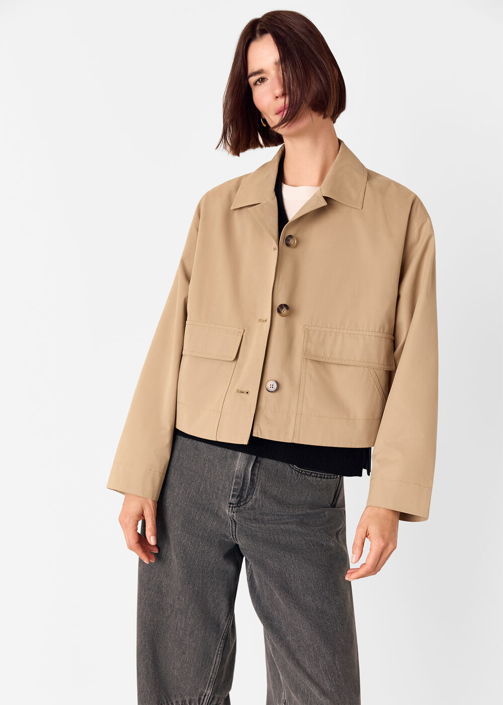 Short Cotton Trench Jacket