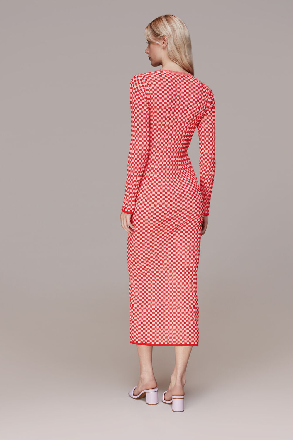 Checkerboard Knit Midi Dress