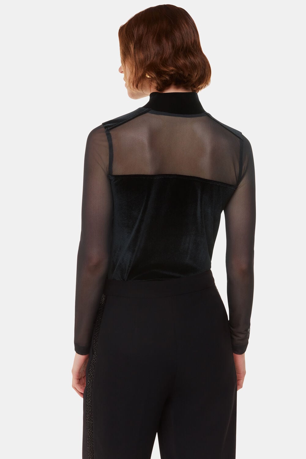 Velvet Mesh Sleeve Top