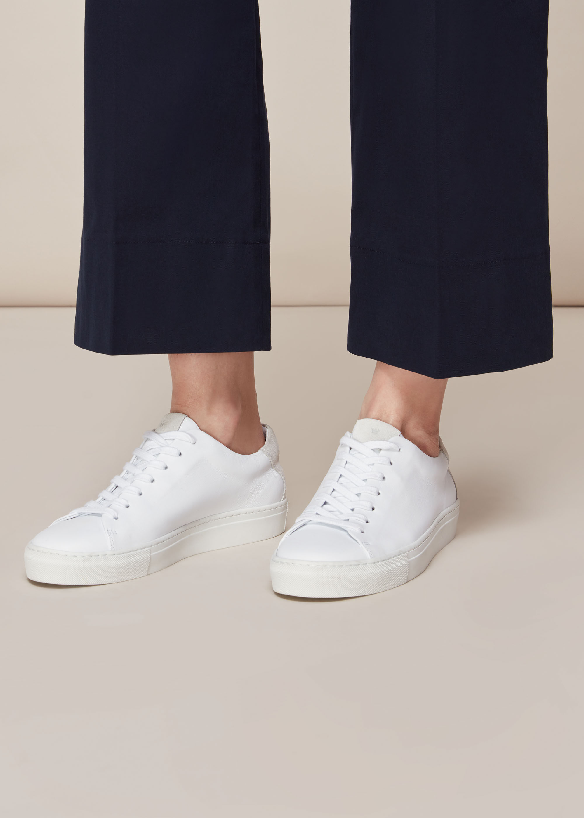 whistles white leather trainers