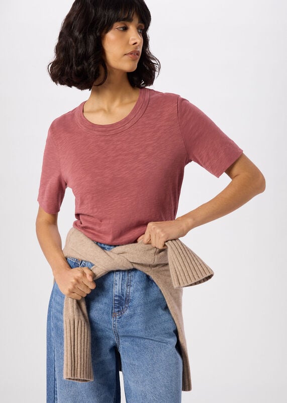 Dark Pink Rosa Double Trim T-Shirt