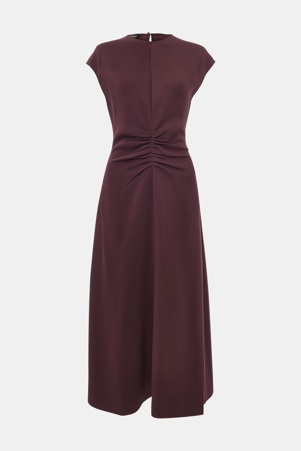 Burgundy Gathered Midi Dress