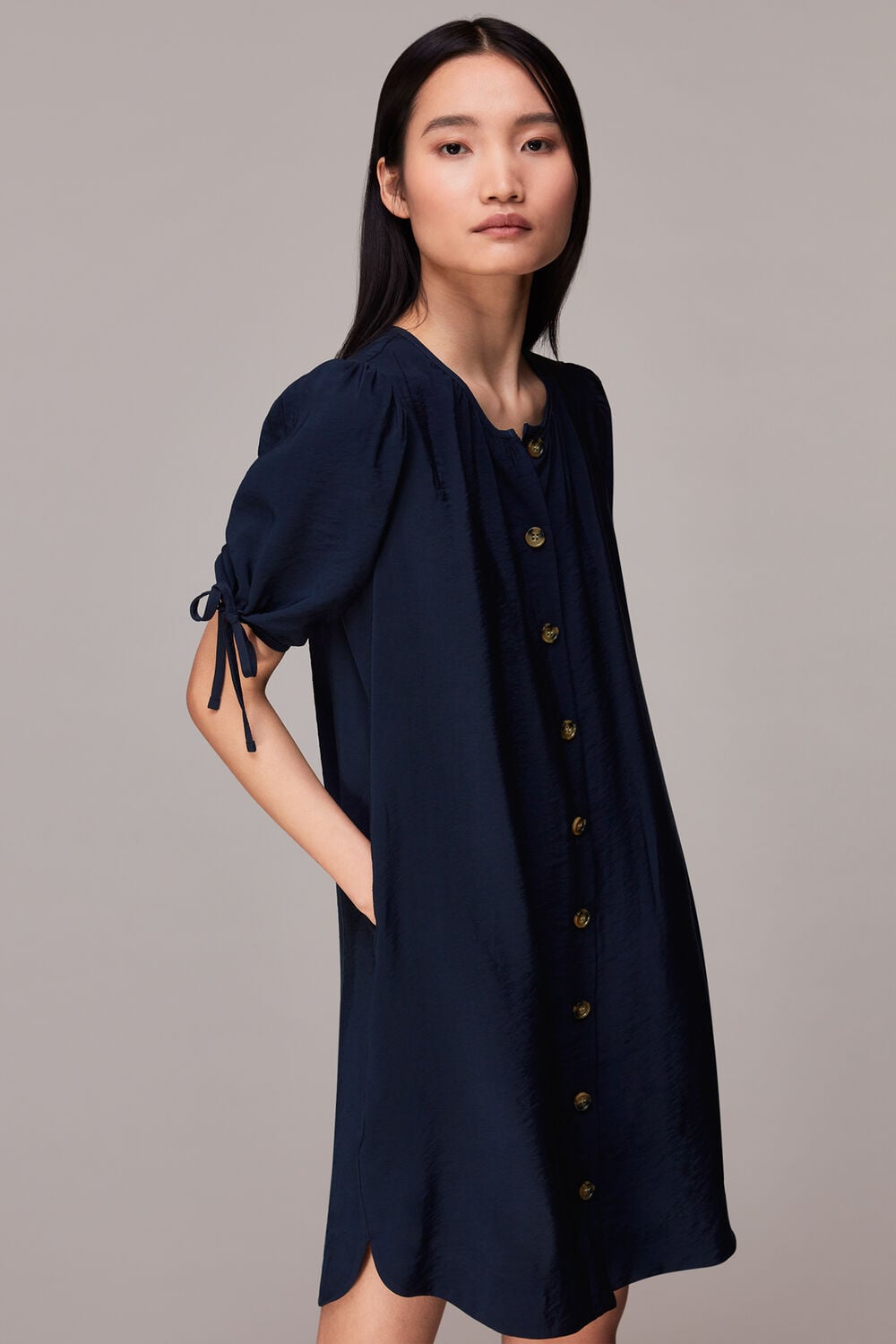 Navy Frankie Button Through Dress