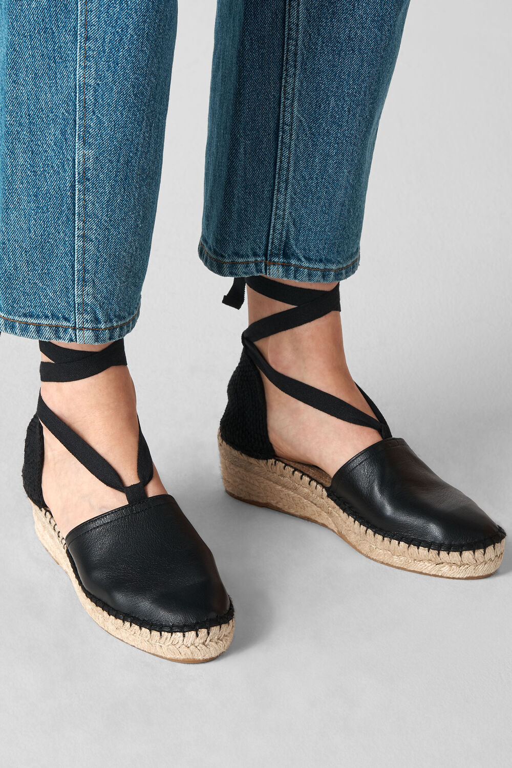River Espadrille Tie Sandal Black