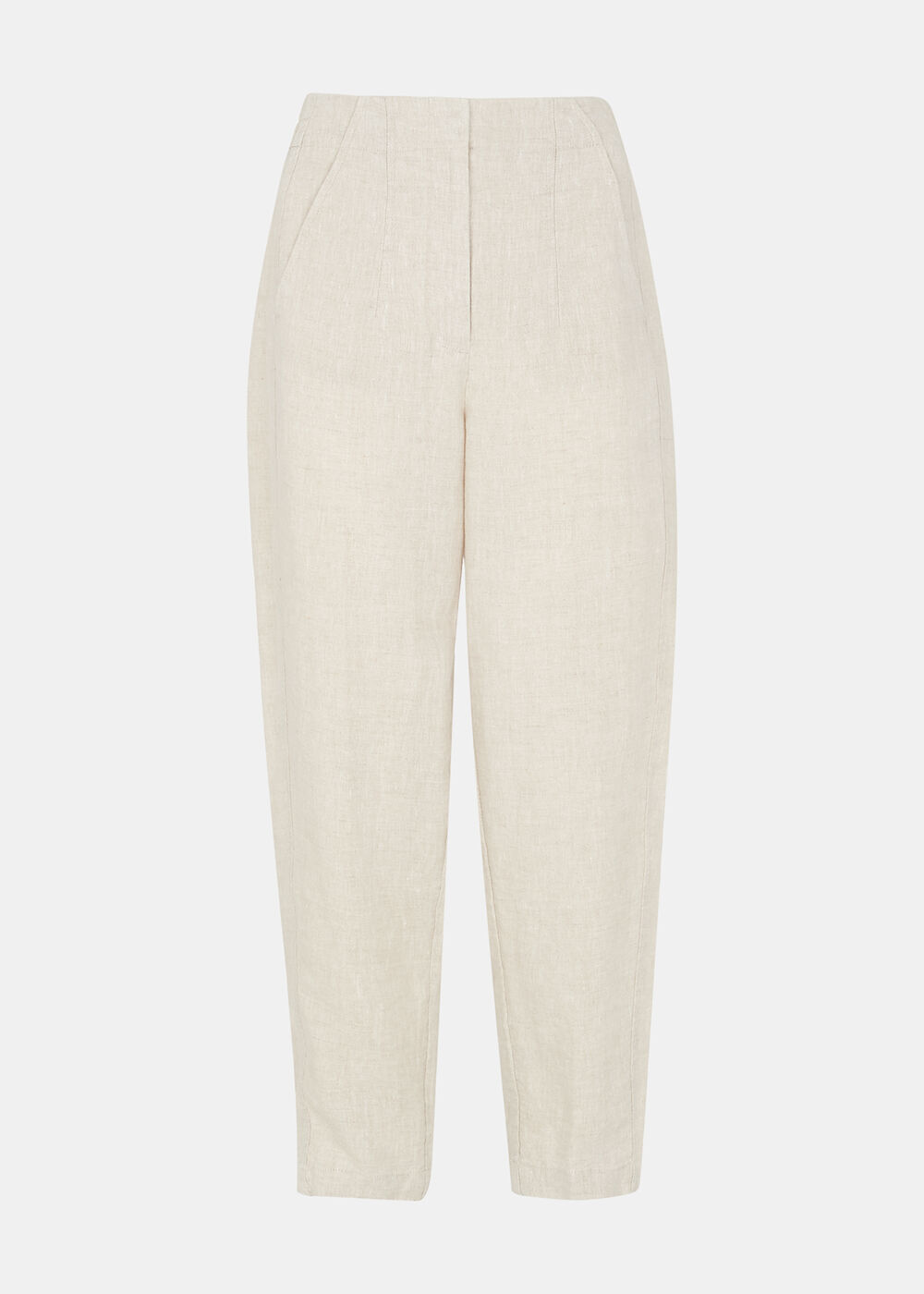 Petite Linen Barrel Leg Trouser