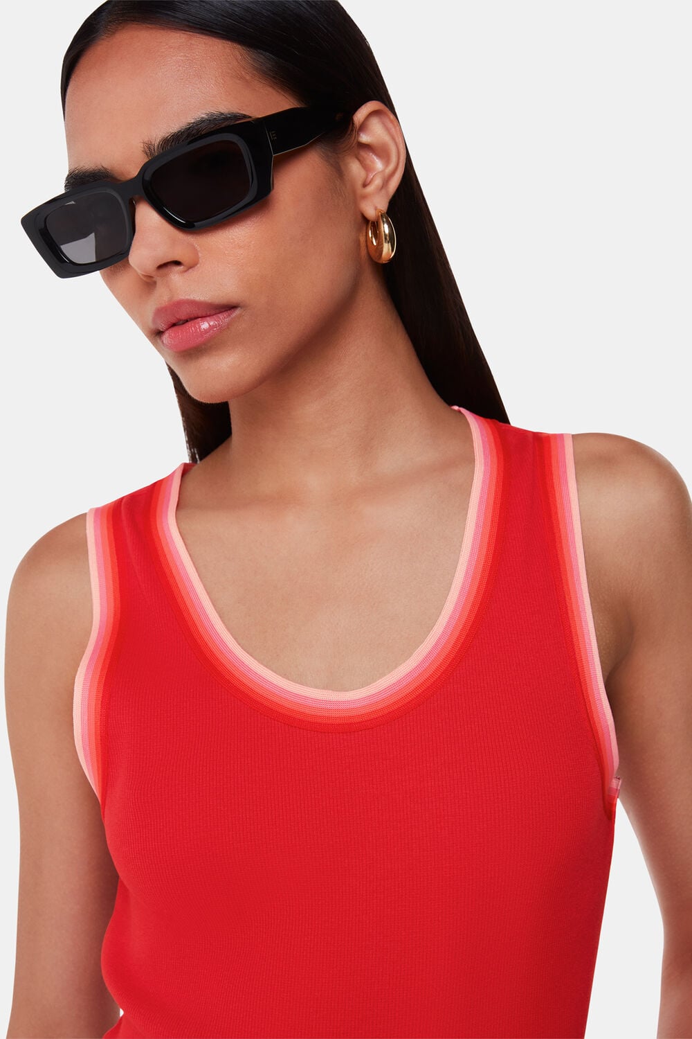 Red Stripe Detail Vest