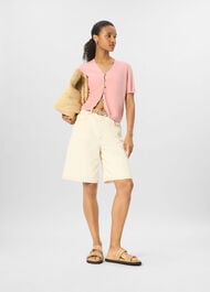 Short Sleeve Button Front Knit