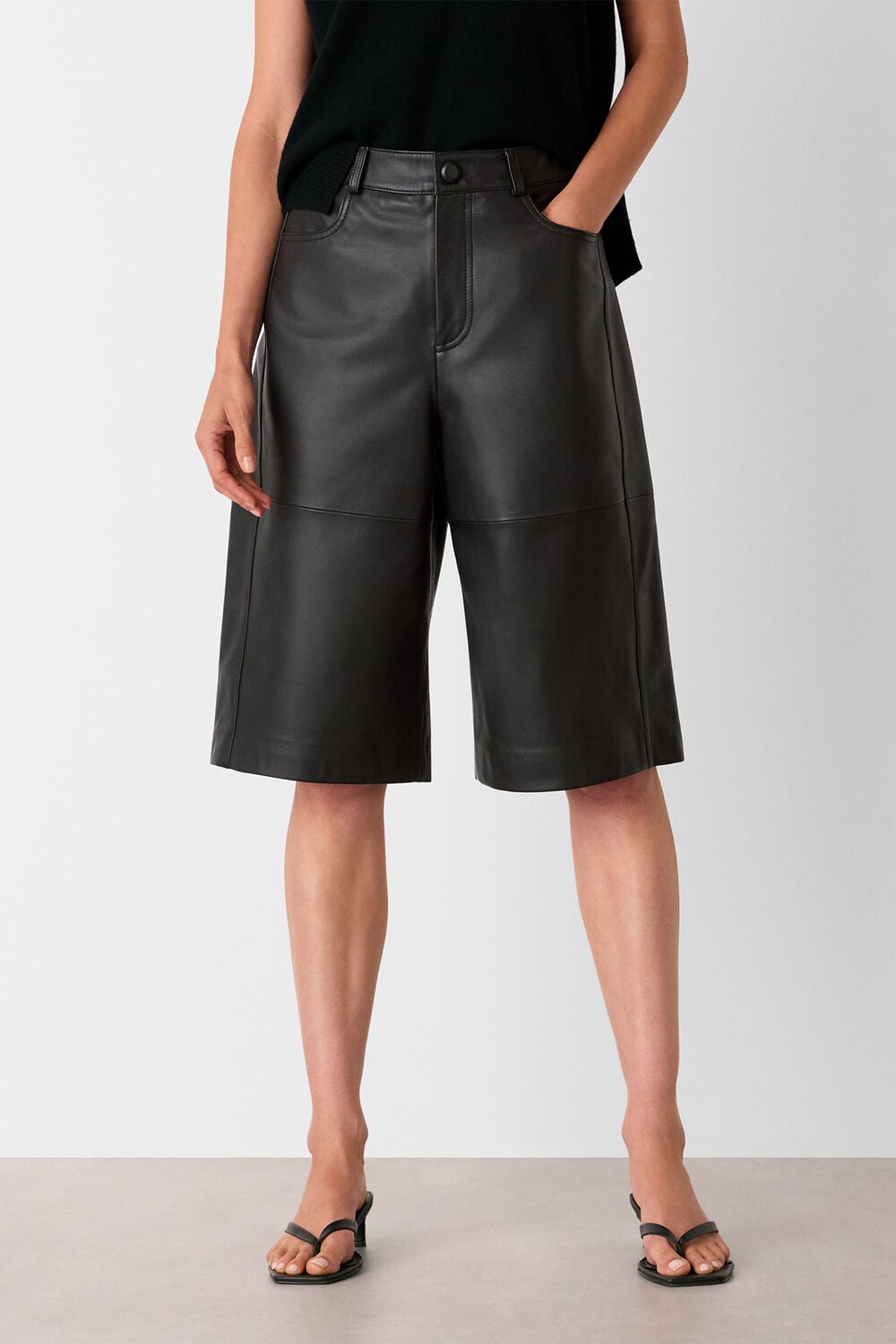 Black Leather Knee Short