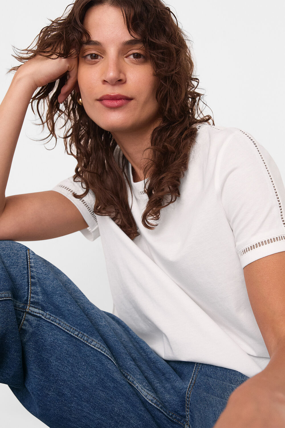 Broderie Trim Detail Tee