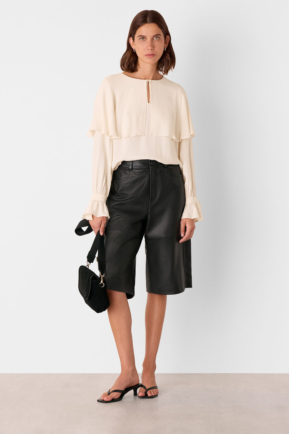 Cape Detail Crepe Blouse