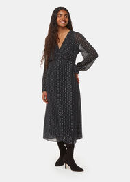 Petite Metallic Stripe Midi Dress