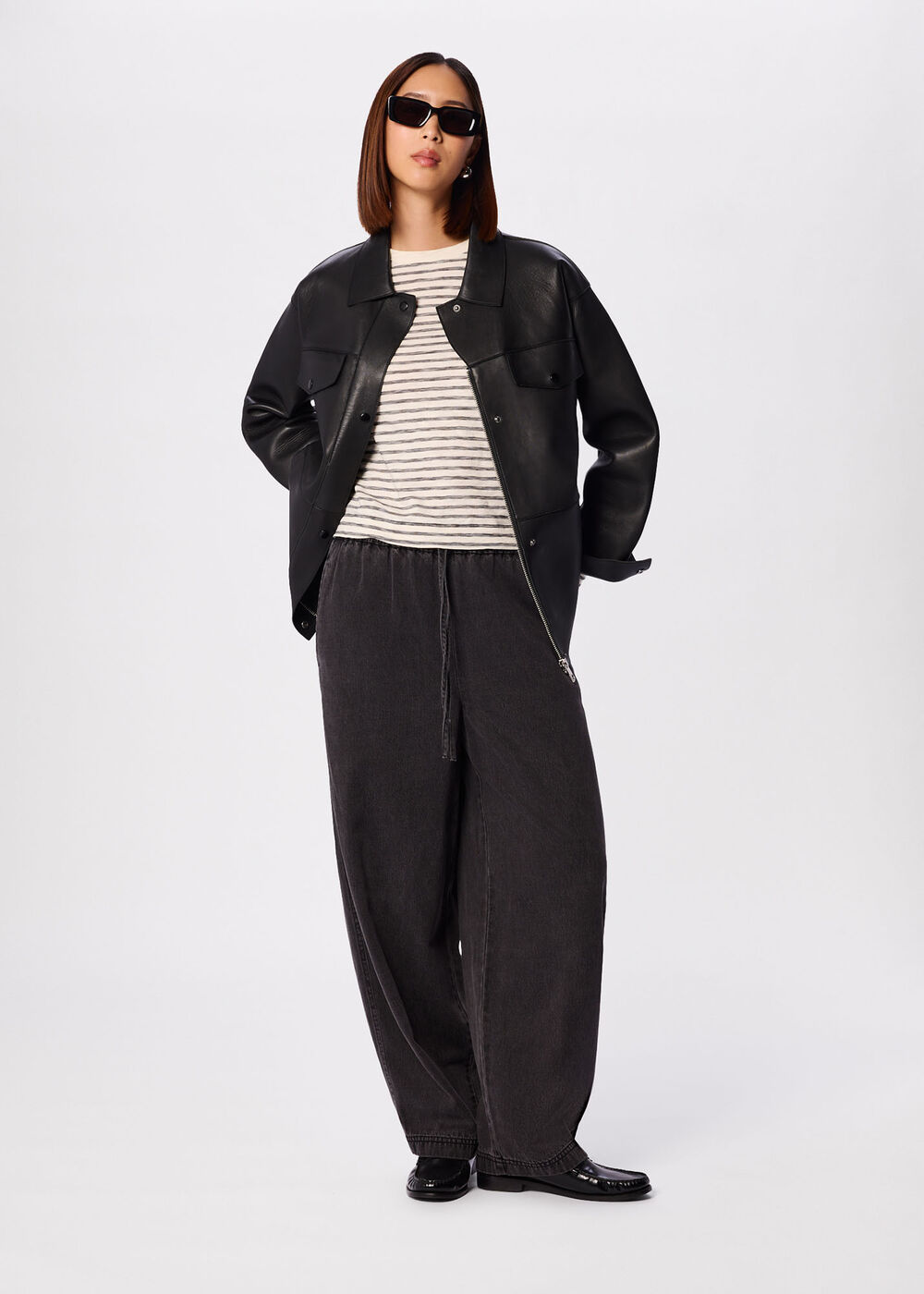 Stripe Crew Neck Pocket Top