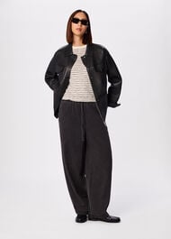 Stripe Crew Neck Pocket Top