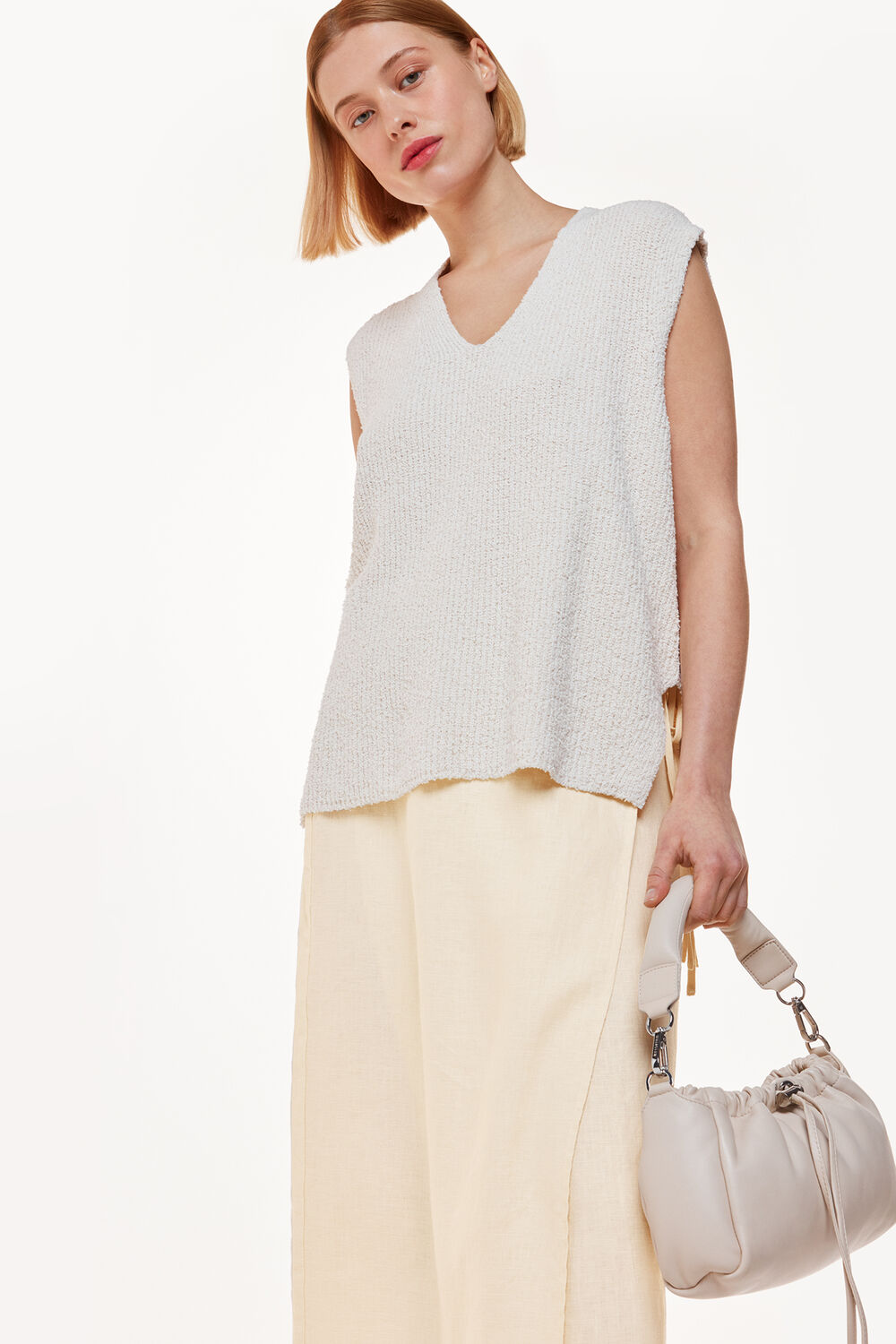 Linen Wrap Midi Skirt